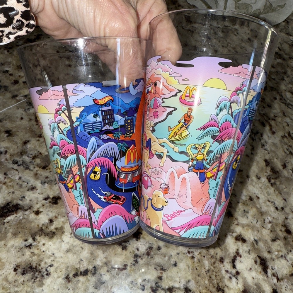 2 (two) McDonald's Collector's Cups Barbie - Hot Wheels - 2024 - NEW 4931